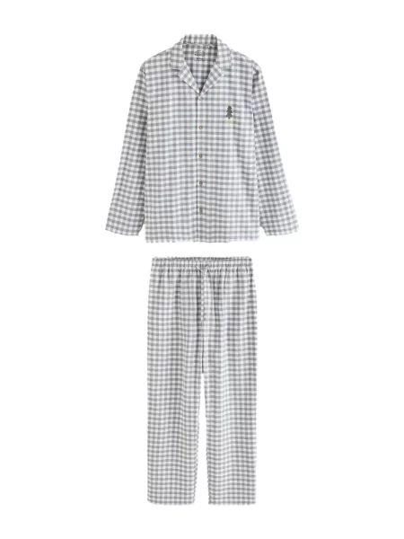 Next Pijama lungă gri / gri amestecat alb