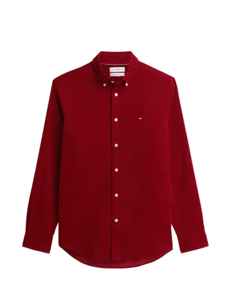 Cămașă Tommy Hilfiger de catifea cord roșu