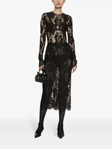 Nėriniuota kostiumas midi suknelė Dolce & Gabbana iki kelių juoda