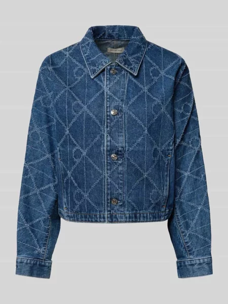 Kurtka jeansowa z wykładanym kołnierzem i listwą guzikową Calvin Klein Jeans niebieska