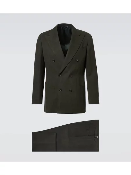 Lněný oblekový oblek Thom Sweeney zelený