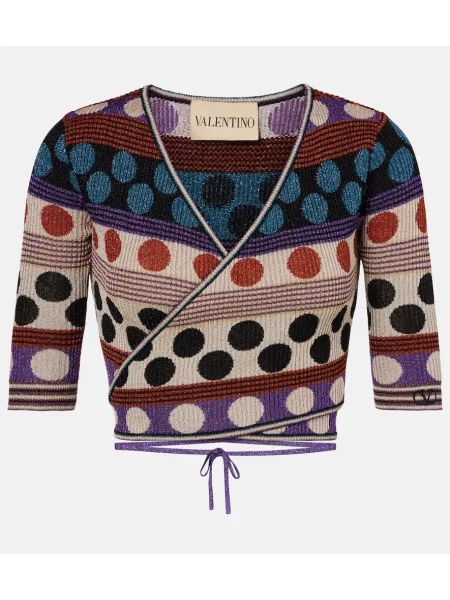 Top Valentino w grochy żakardowy kopertowy