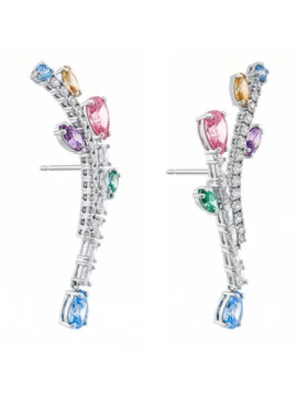 Swarovski Náušnice svetlomodrá / levanduľová strieborná ružová