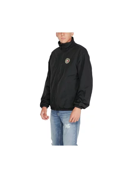 Zimowa kurtka Tommy Hilfiger polarowa w kratę czarna