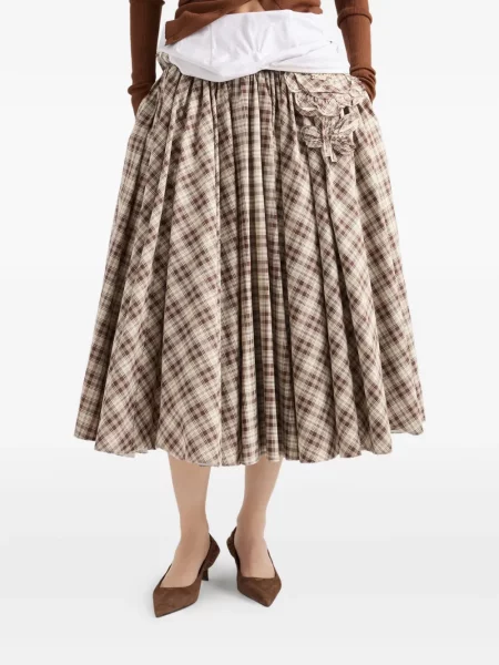 Rochie Prada cu broderie în carouri din poplin