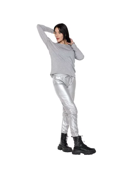 Majica Leone 1947 sa perlicama sa dugačkim rukavima siva