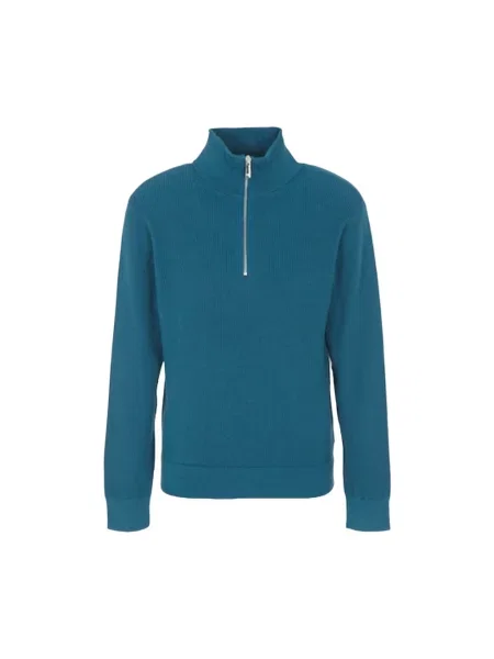 Krótki sweter z golfem Armani Exchange niebieski