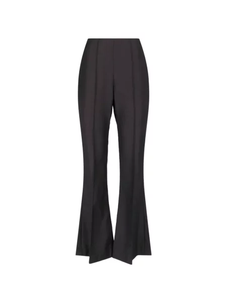 Pantaloni The Frankie Shop de lână în carouri evazate gri