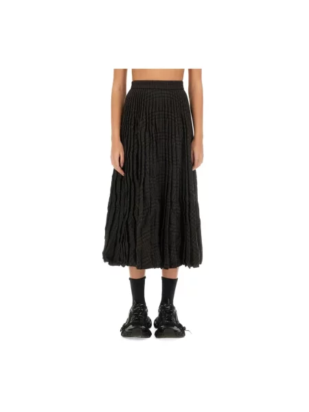 Lniana spódnica plisowana Balenciaga do kolan brązowa