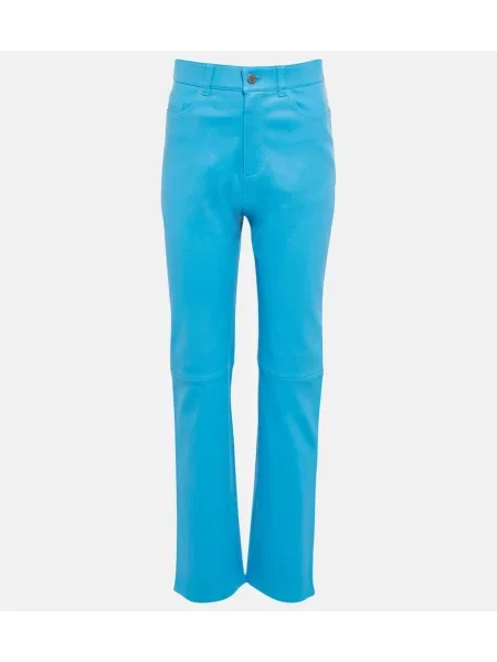 Usnjeni usnjene hlače Stouls z visokim pasom modra