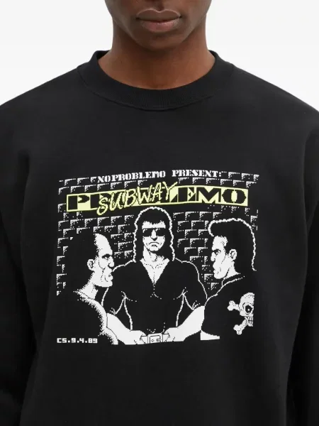 Hanorac crewneck Aries cu imagine negru