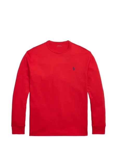 Tricou polo Polo Ralph Lauren cu glugă cu blană cu broderie roșu