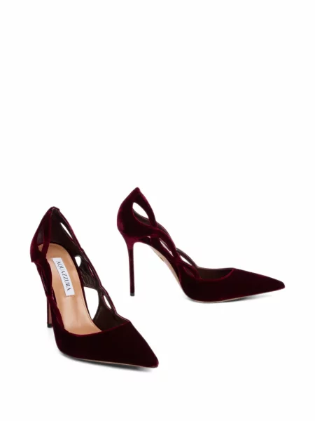 Pantofi cu toc Aquazzura de catifea roșu