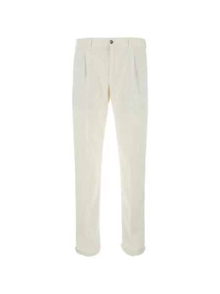 Pantaloni Pt Torino de catifea cord alb