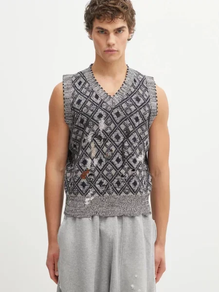 Vlněná vesta Wales Bonner Sibling Knit Vest šedá