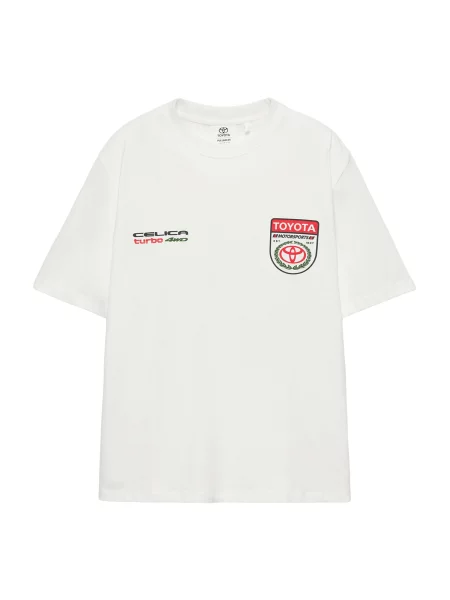Pull&Bear Tricou verde pin / roșu intens alb