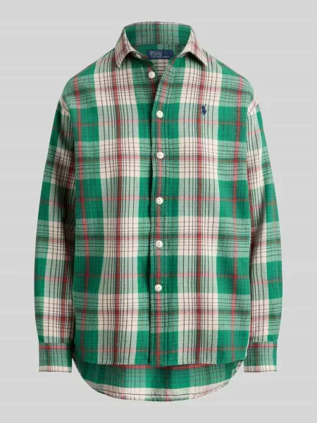 Bluzka koszulowa o kroju regular fit z czystej bawełny Polo Ralph Lauren zielona