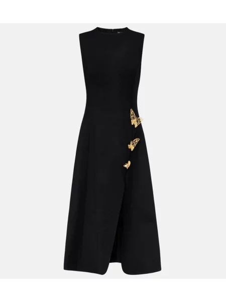 Sukienka koktajlowa Oscar De La Renta wełniana garniturowa czarna