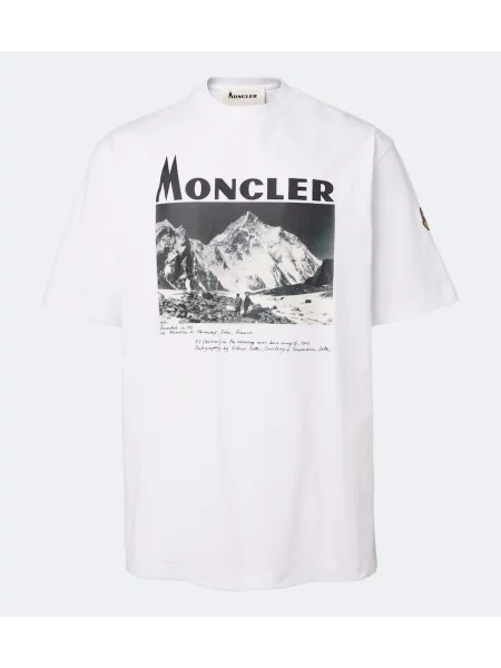 Koszulka Moncler z nadrukiem z dżerseju biała