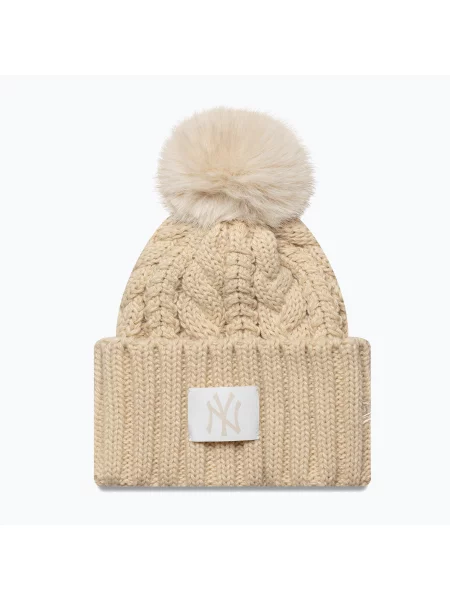 Шапка зимова New Era Cable Wide New York Yankees stone бежева