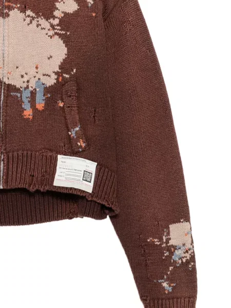 Cardigan Maison Mihara Yasuhiro zdrențuiți tricotate maro