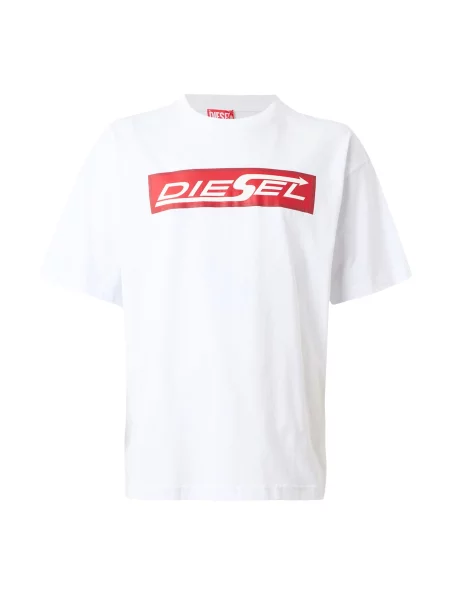 DIESEL Tricou roșu / rubiniu alb