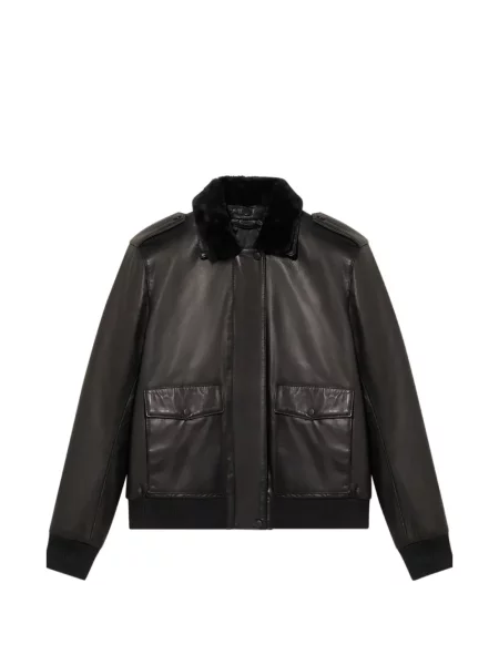 S límcem kožená bunda Brooks Brothers černá