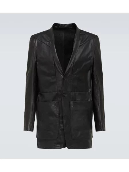 Kožené jednořadé sako Rick Owens černé