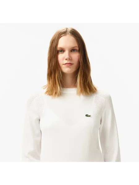 Lacoste Sweter Z Okrągłym Dekoltem Regular Fit biały