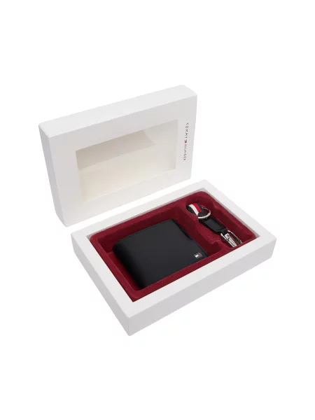 Tommy Hilfiger Set denarnica in obesek za ključe Mini Cc Wallet & Key Fob črna