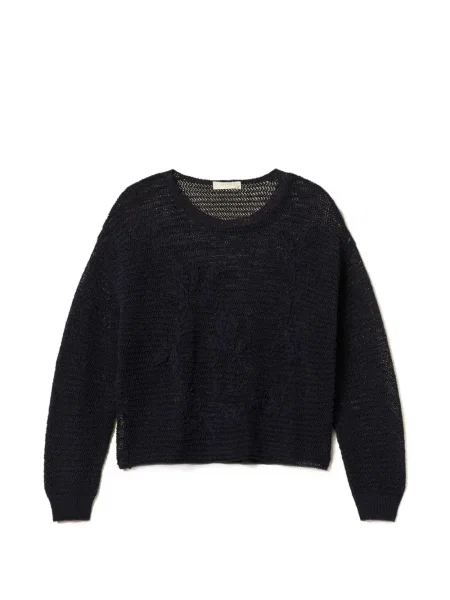 Pulover Twinset cu broderie albastru