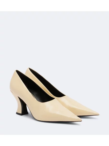 Pantofi cu toc Khaite din piele alb