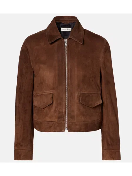 Geacă bomber Nour Hammour din piele de căprioară maro
