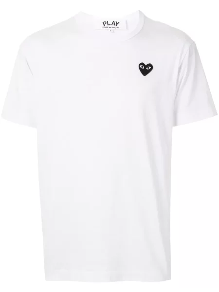 Tricou Comme Des Garcons Play cu broderie alb