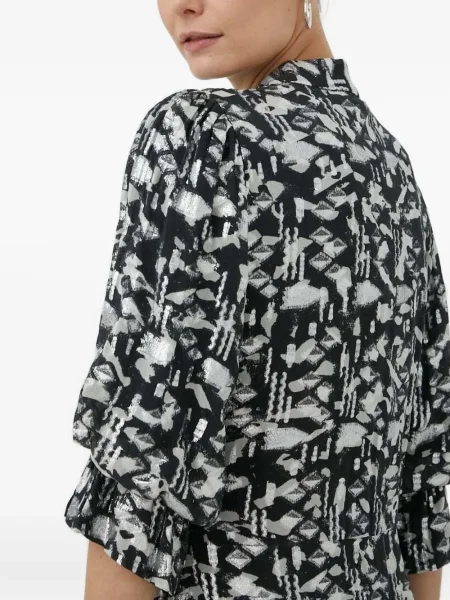 Rochie midi Bruuns Bazaar cu imagine cu imprimeu geometric până la genunchi negru