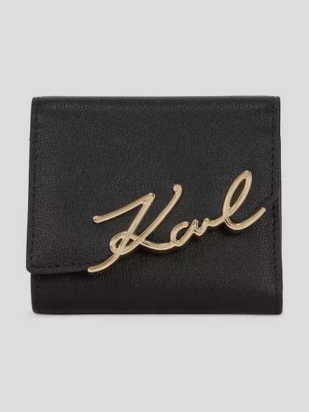 Кожен портфейл Karl Lagerfeld K.SIGNATURE черно