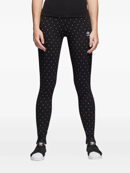 Legginsy Adidas do biegania z nadrukiem z dekoltem w serek czerwone