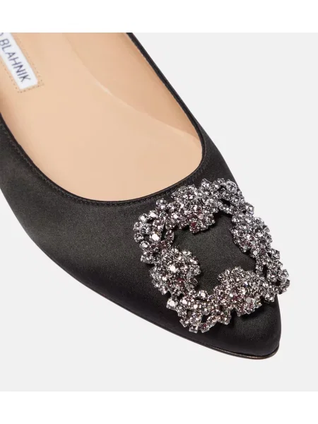 Saténové baleríny Manolo Blahnik čierna