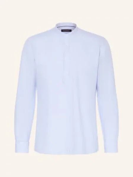 Strokesman's Košile Regular Fit S Lnem A Stojáčkem tmavě modrá bílá