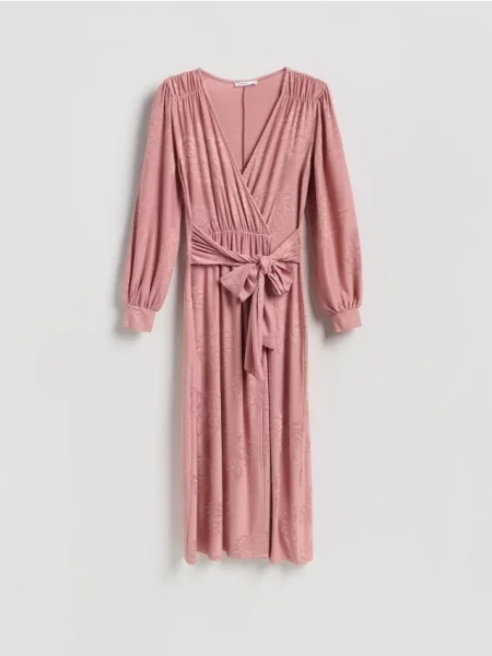 Reserved Rochie maxi legată în talie roz-pastel roz