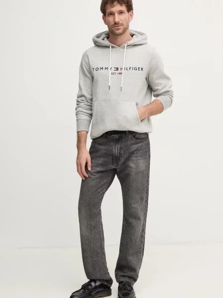 TOMMY HILFIGER Mikina námornícka modrá / melírovaná / červená / biela sivá
