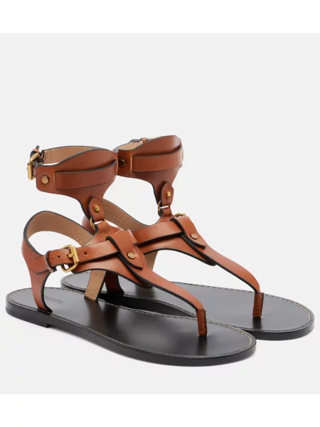 Chiloți tanga Isabel Marant din piele maro