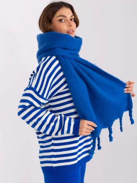 Fular Fashionhunters cu franjuri albastru