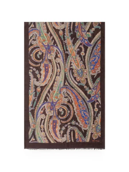 Fular Etro cu imagine cu model paisley maro