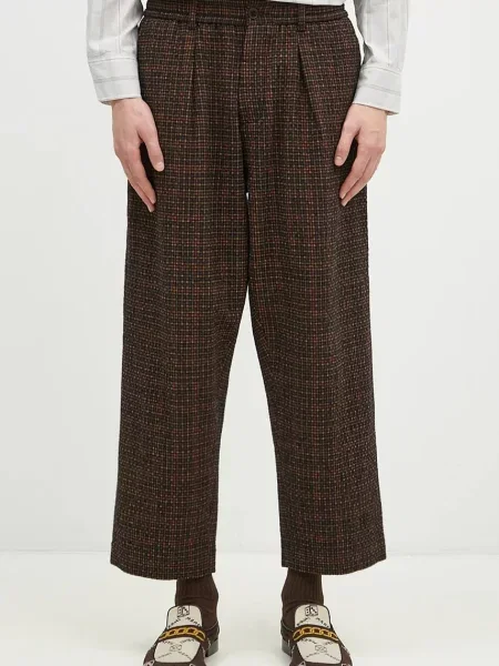 Universal Works pantaloni din lână drept verde