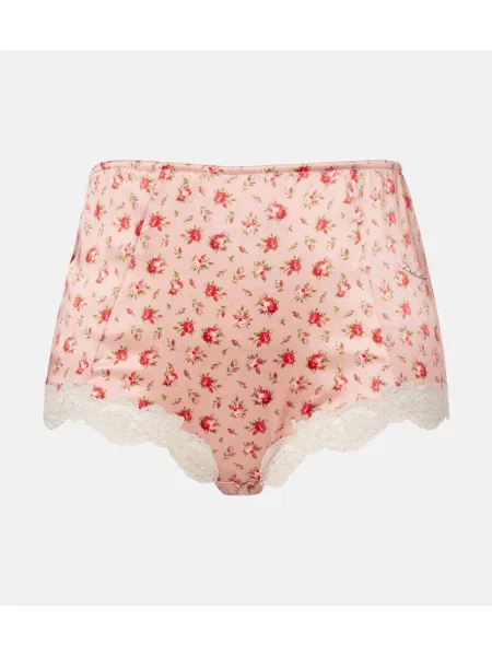 Chiloți Dolce&gabbana de mătase cu model floral roz