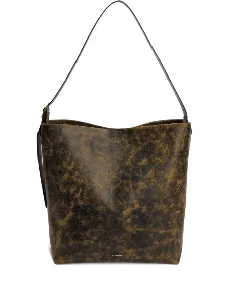 Kožna torba Jil Sander crna