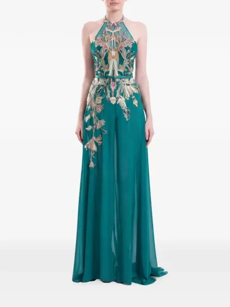 Rochie maxi Saiid Kobeisy cu gât halter verde