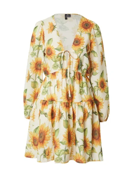 VERO MODA Rochie de vară VMBIRDIE galben / verde limetă / portocaliu / murdar alb
