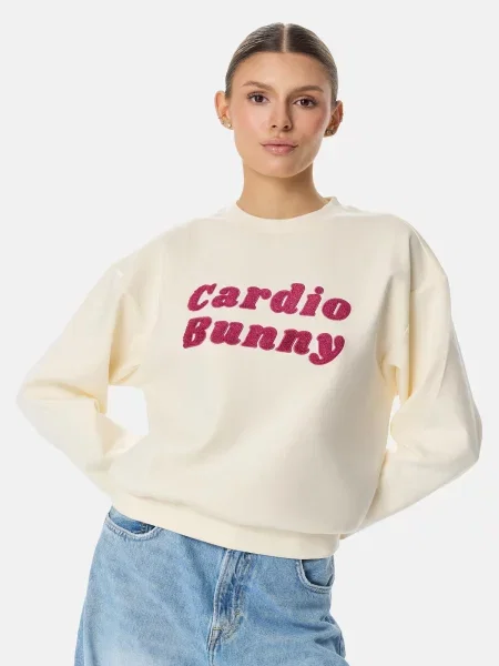 Cardio Bunny Mikina RETRO LOGO krémová